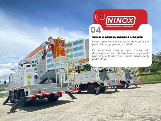 hidroelevador, grúa, camion grua, camion canasta, Ninox, operación de grua, operación de camión grua