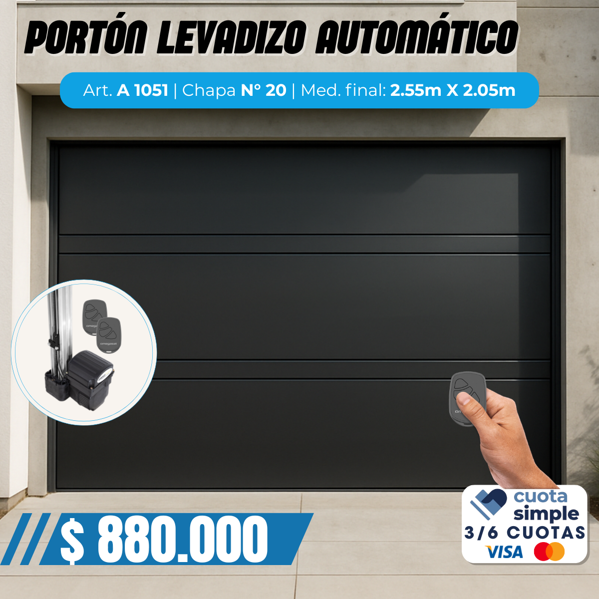 Porton levadizo automático, ciego