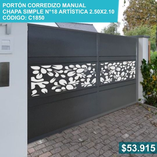 Portón corredizo manual artístico