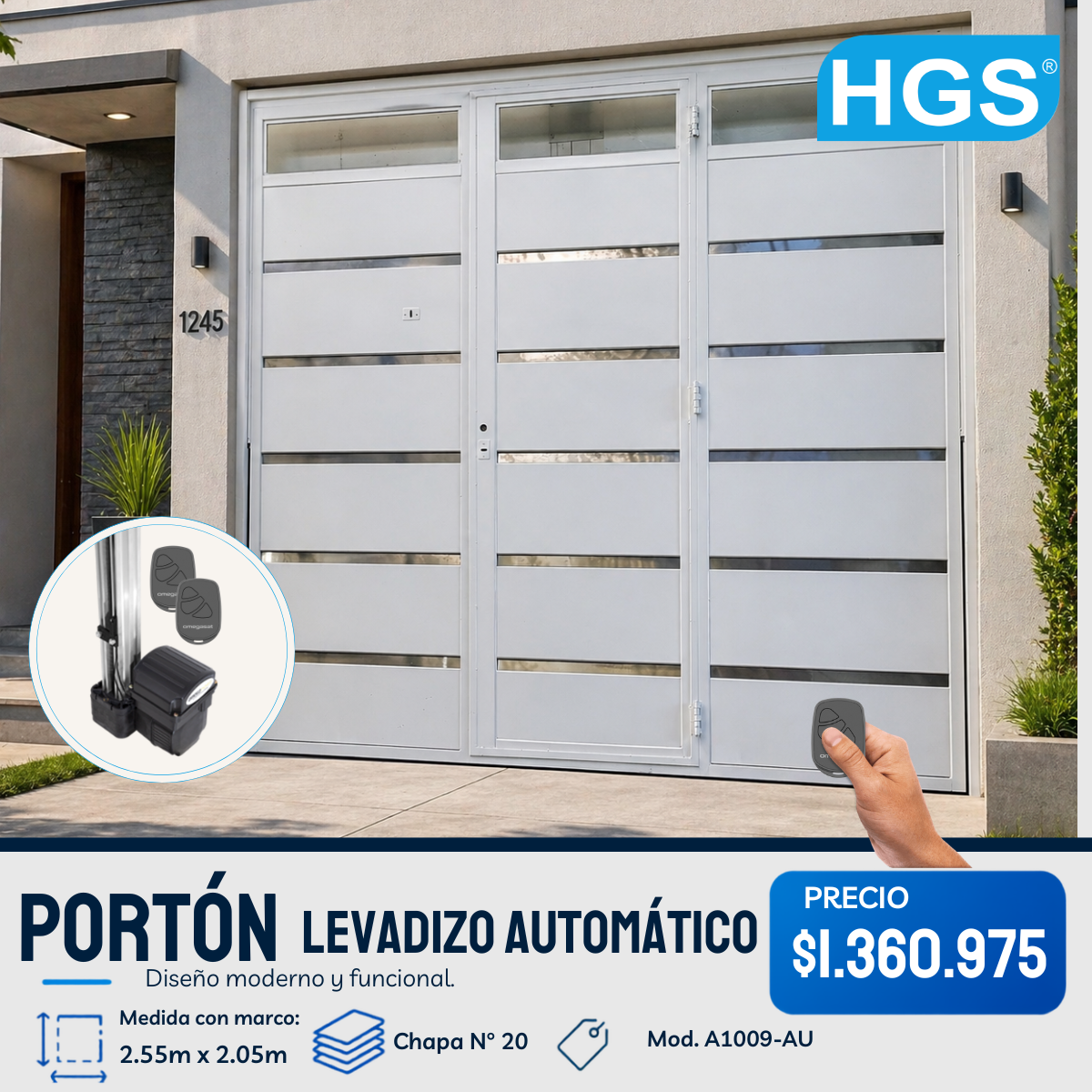 Portón Levadizo automático  postigo