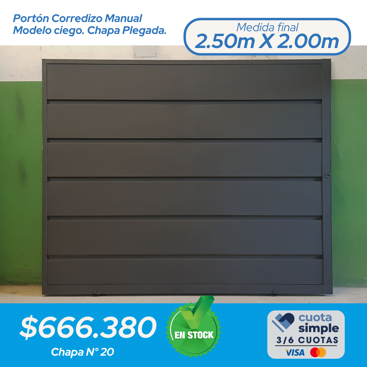 Portón corredizo ciego manual