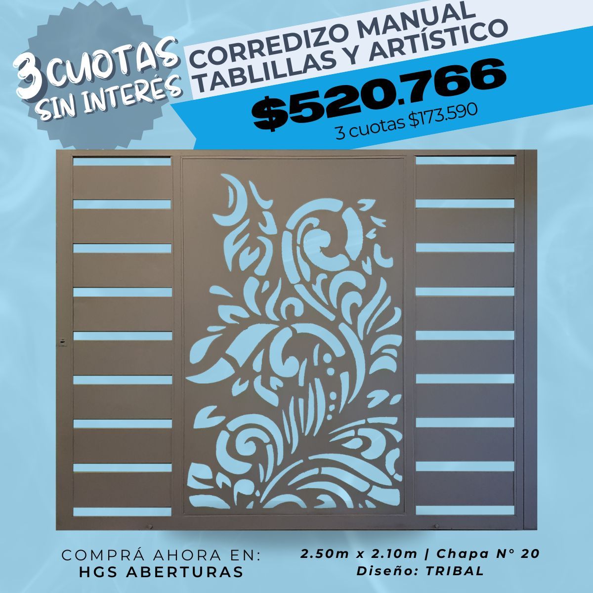 Haga clic para editar la imagen Portón corredizo tablillas y chapa decorada.