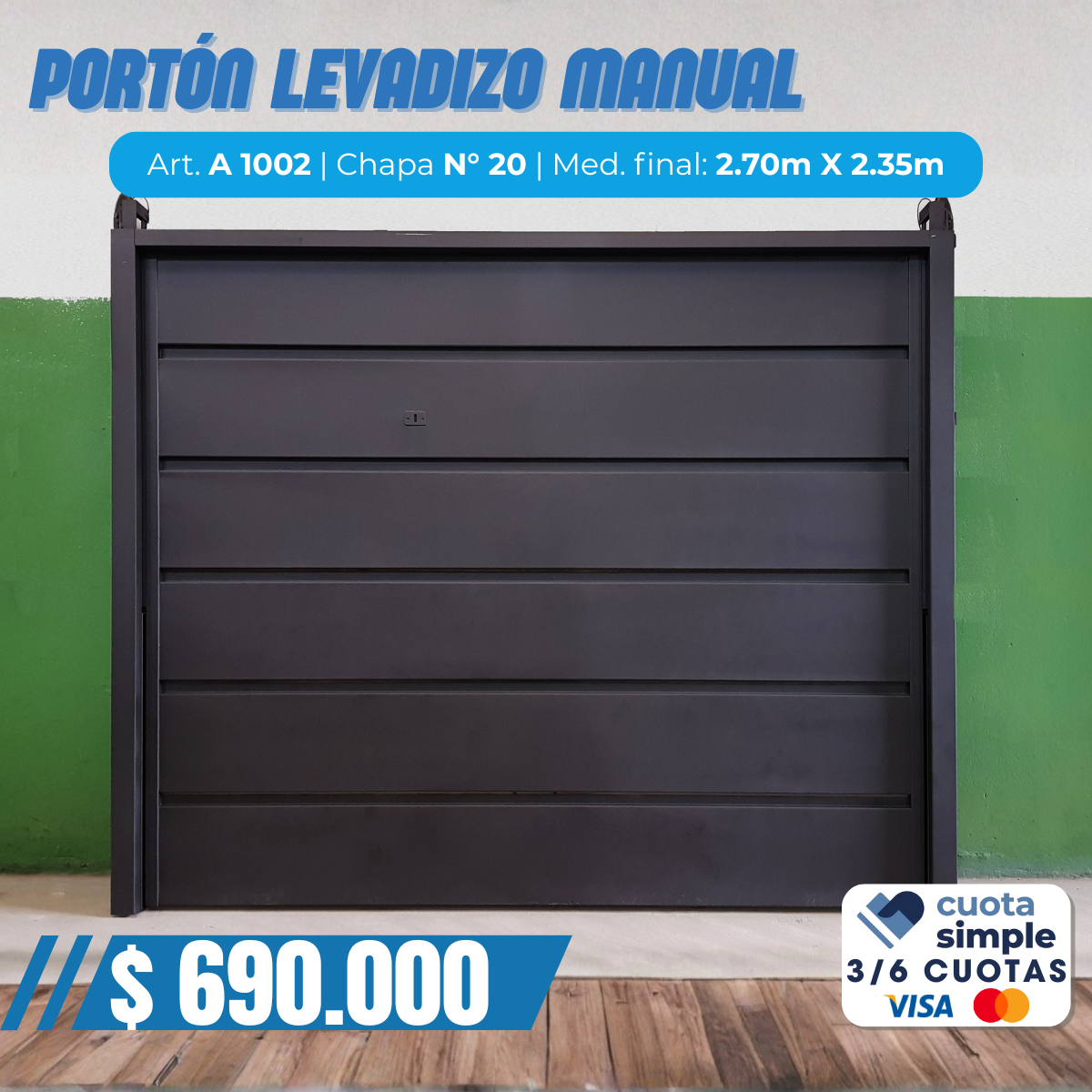 Portón levadizo manual ciego