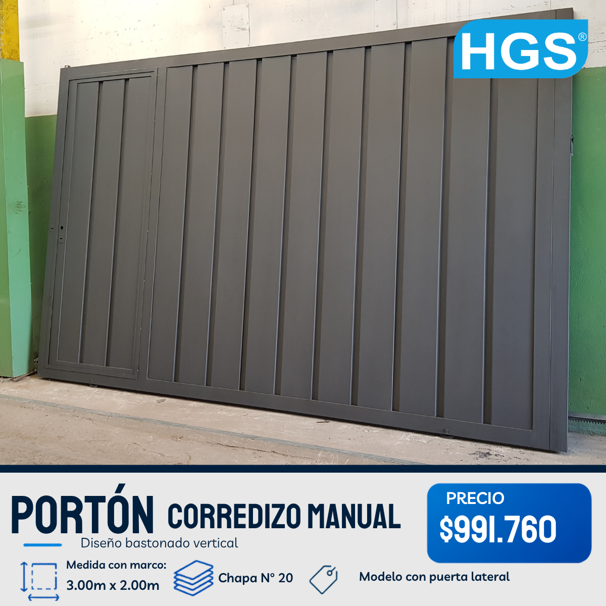 Porton corredizo manual puerta lateral