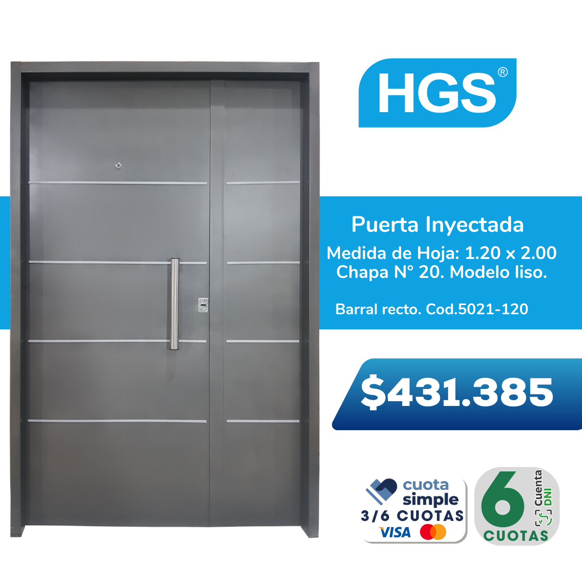 Haga clic para editar la imagen Puerta inyectadad hoja y media