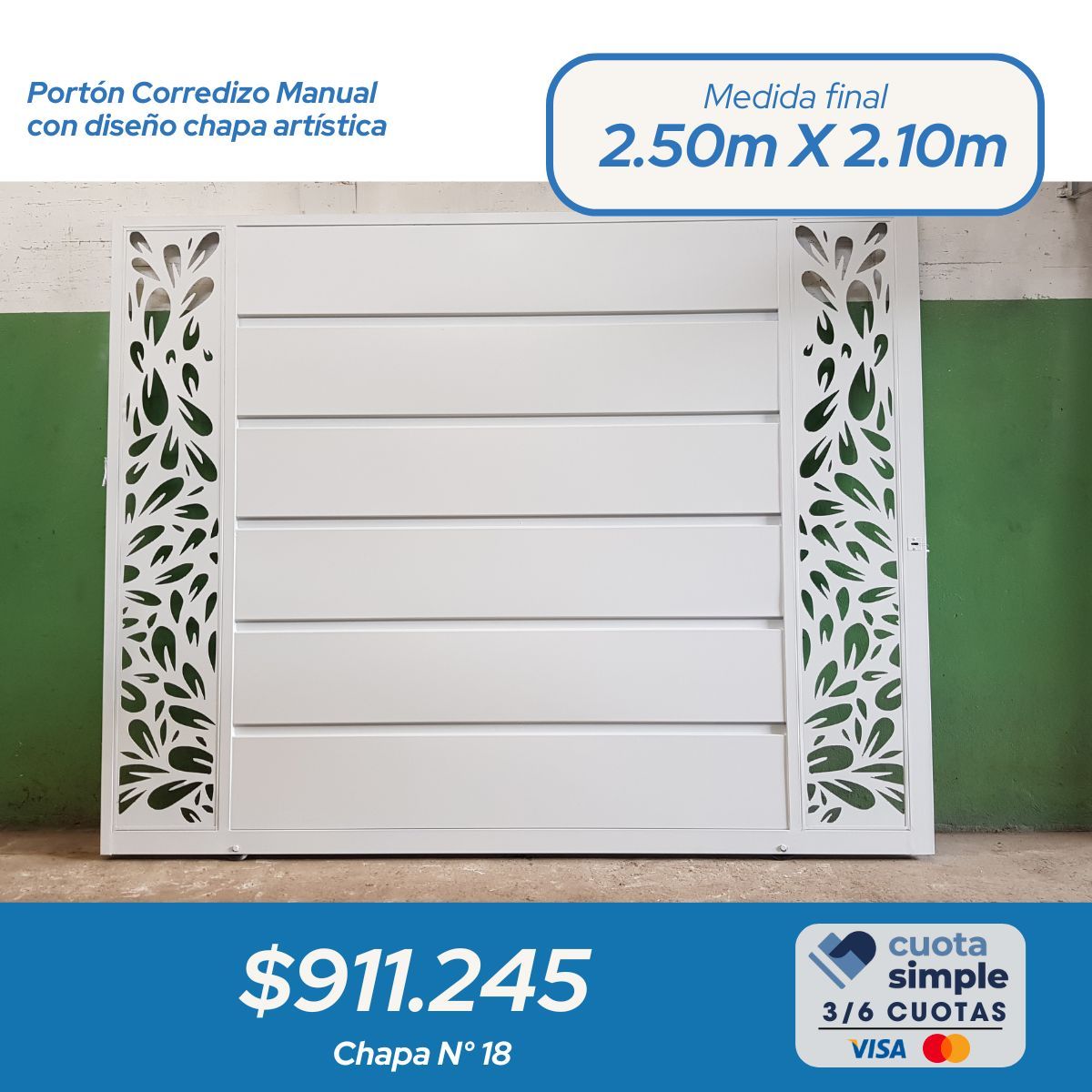 Combo porton corredizo manual chapa N° 18