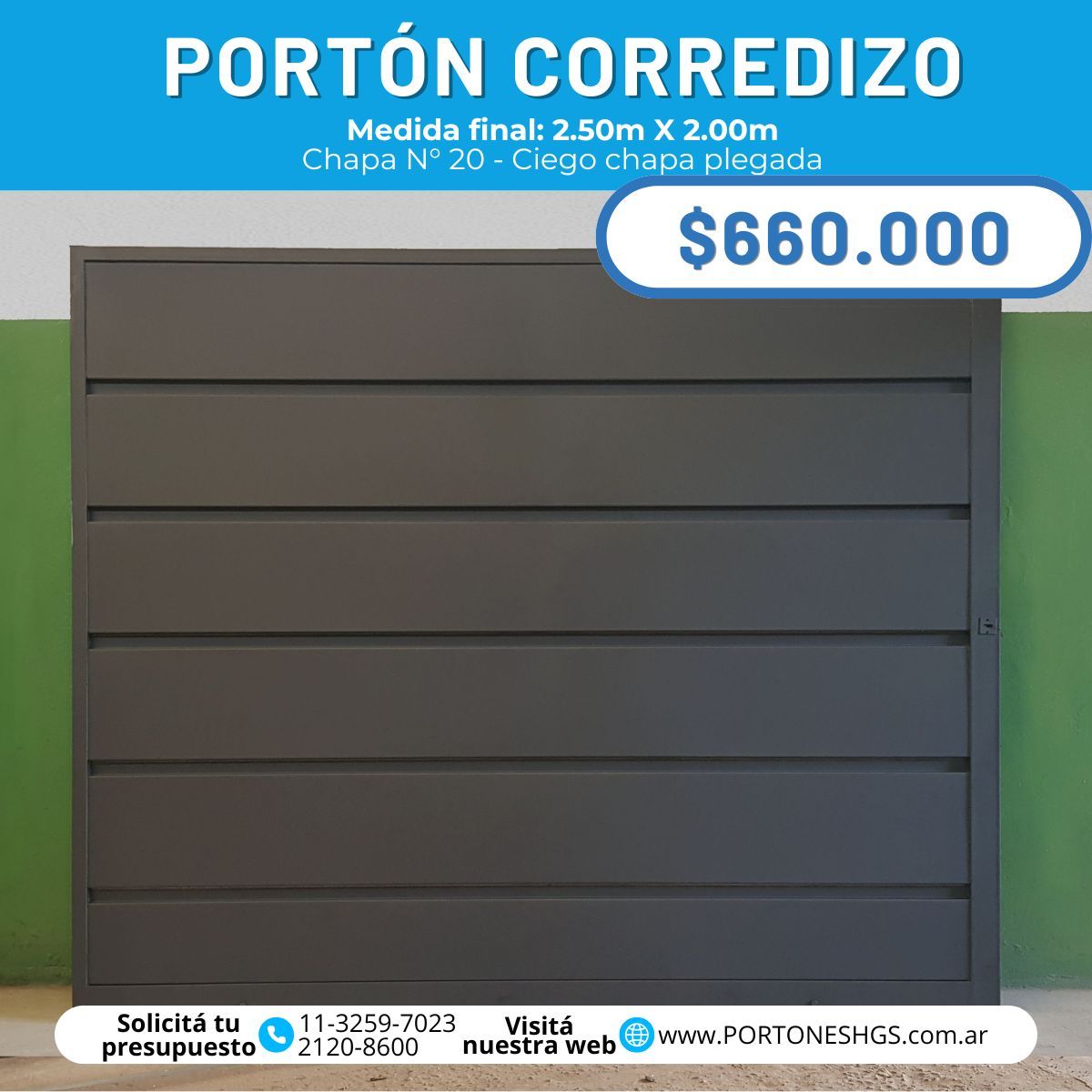Portón corredizo ciego