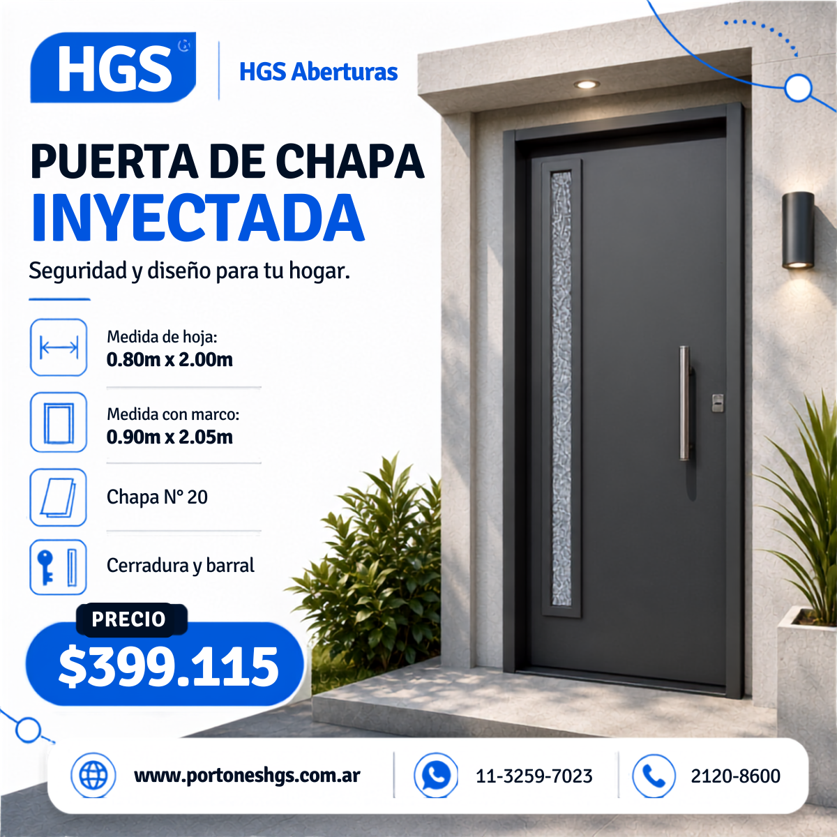 Haga clic para editar la imagen Puerta inyectadad con postigo fijo