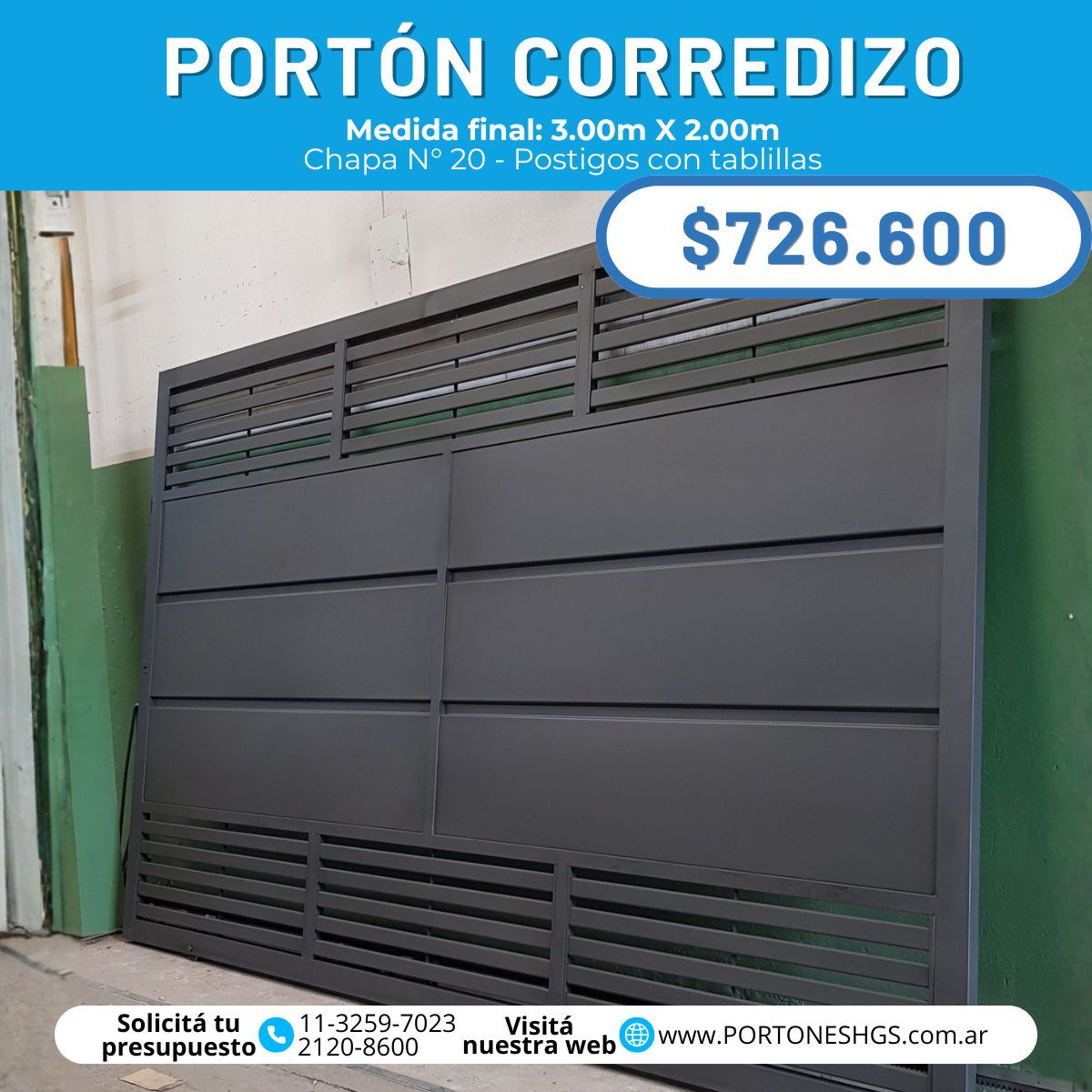 Portón corredizo manual ciego