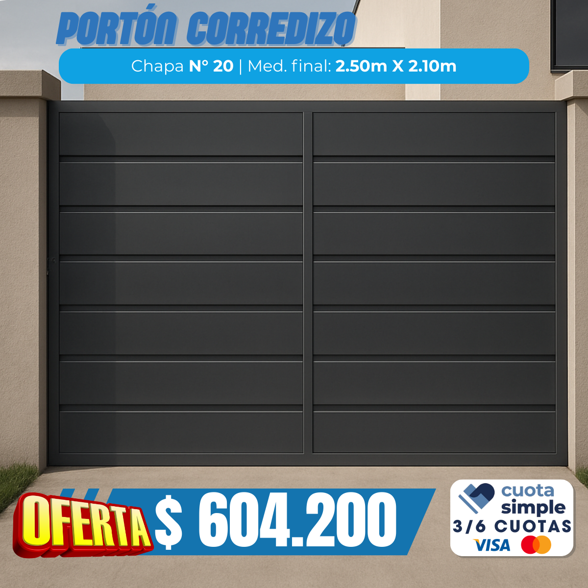 Portón corredizo ciego