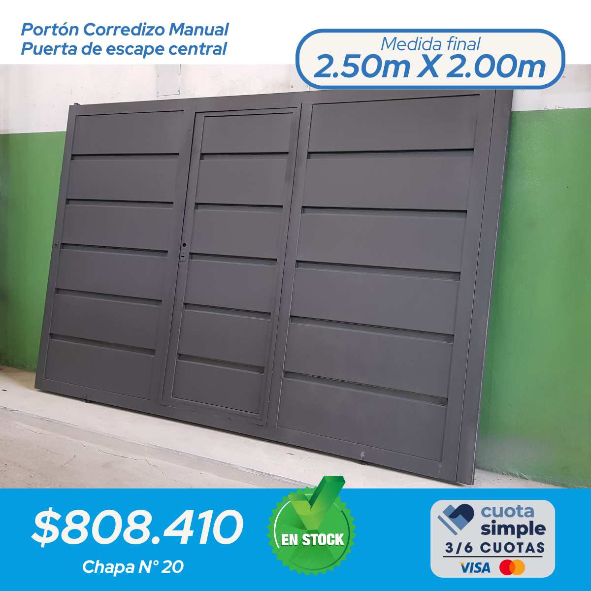 Portón corredizo manual con postigo