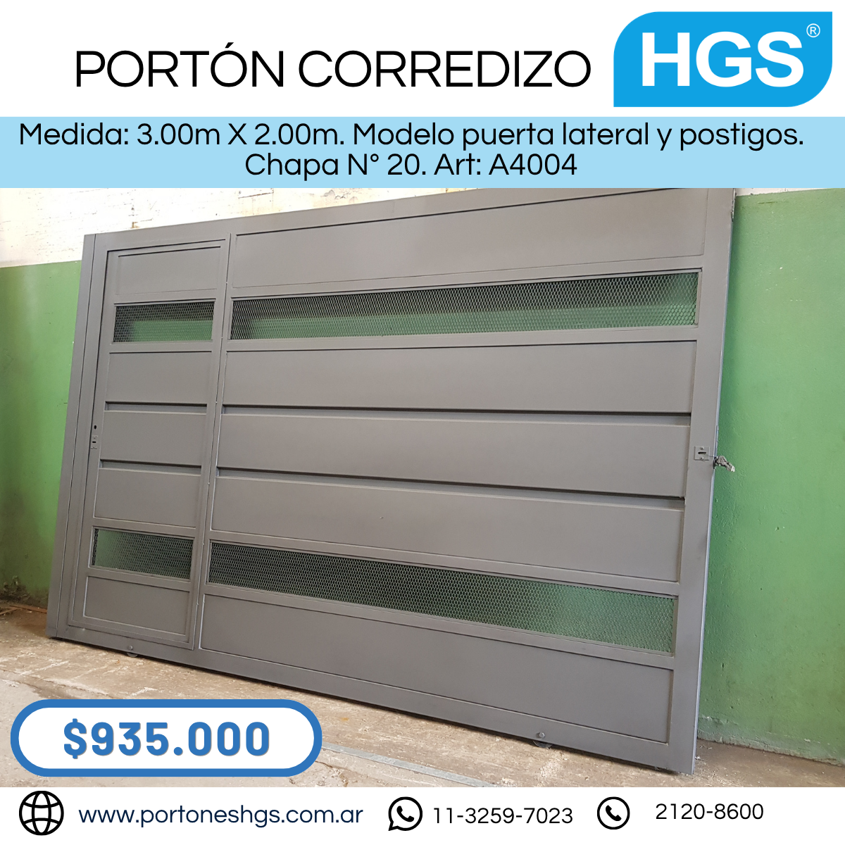 Porton corredizo con puerta de escape