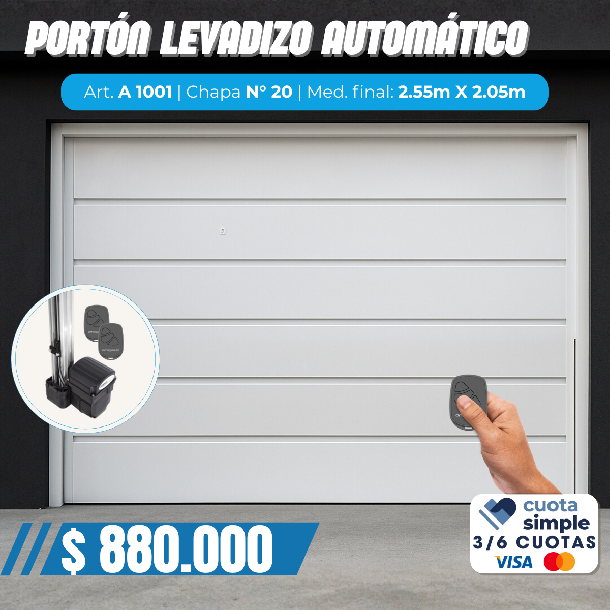 Portón levadizo autómatico ciego