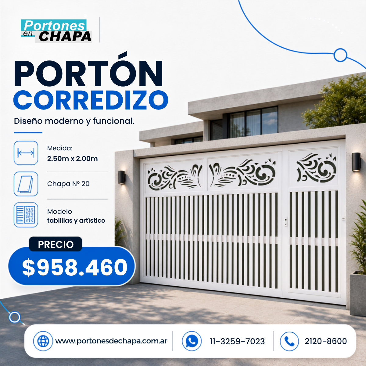 porton corredizo manual con puerta lateral