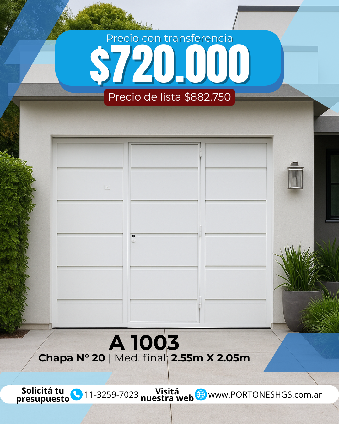 Portón levadizo manual con puerta de escape