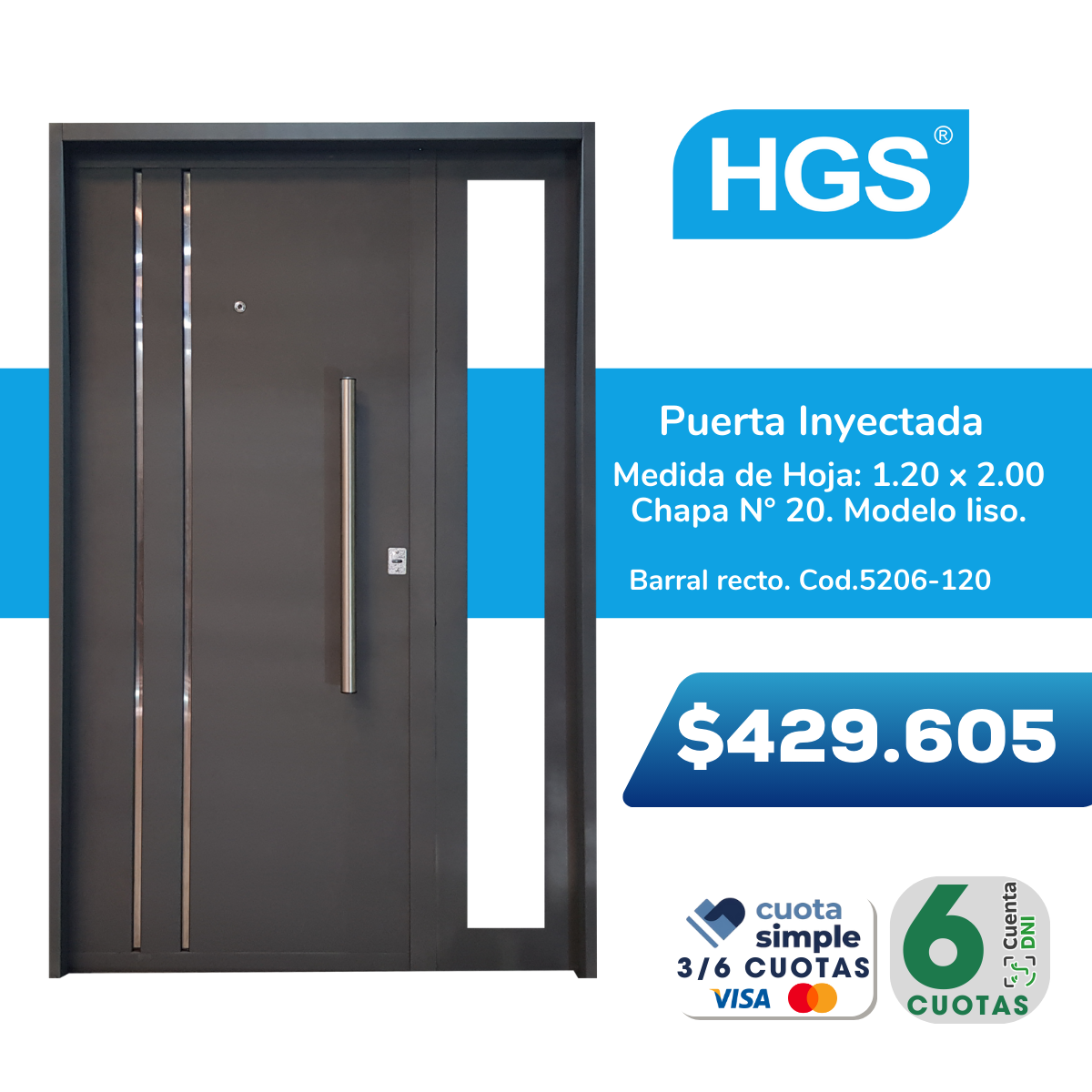 Haga clic para editar la imagen Puerta inyectadad hoja y media