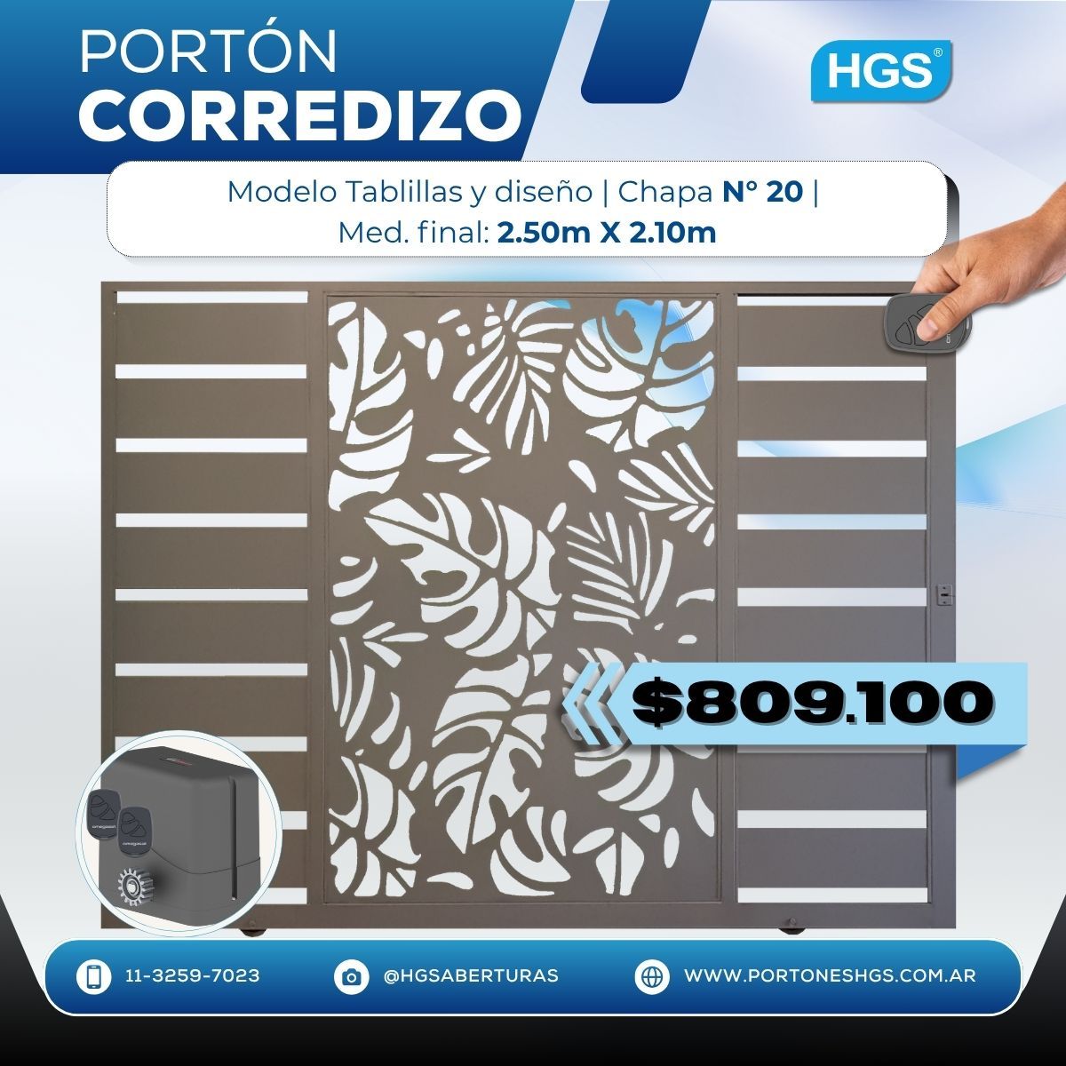 Porton corredizo chapa decorada y tablillas automático