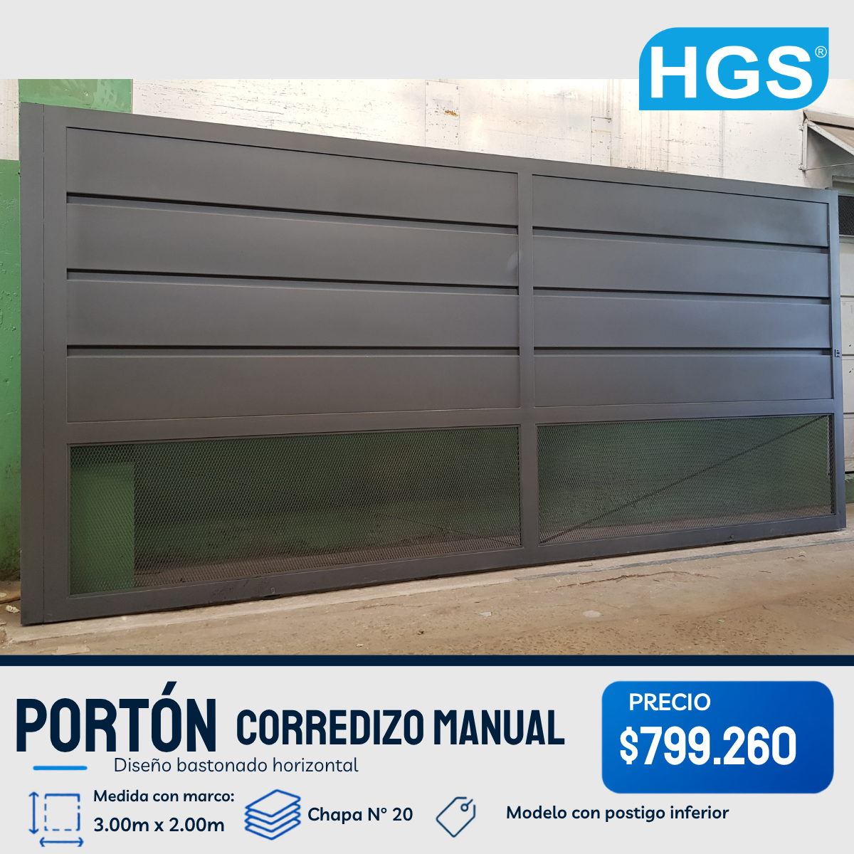 Portón corredizo con postigo