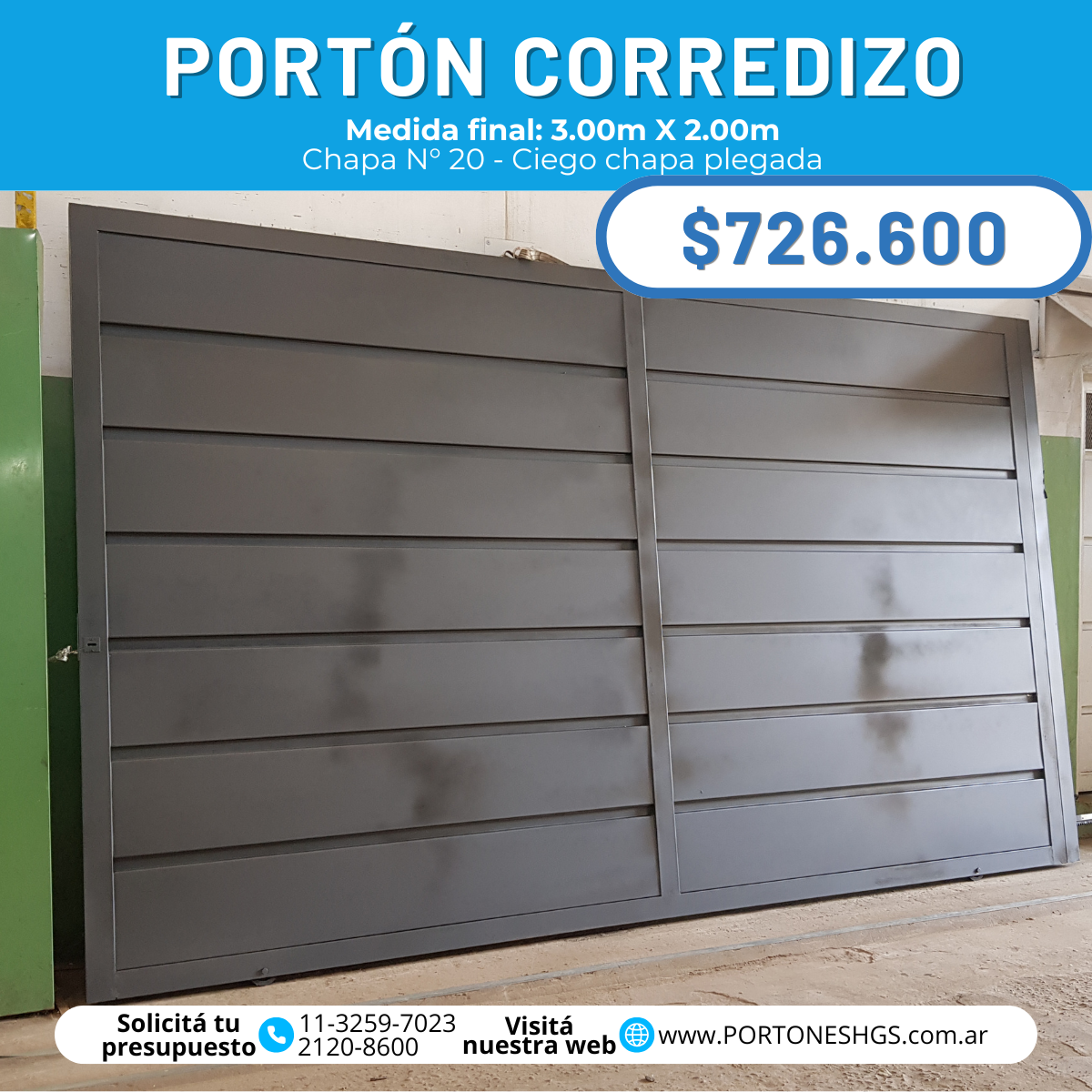 Portón corredizo manual ciego