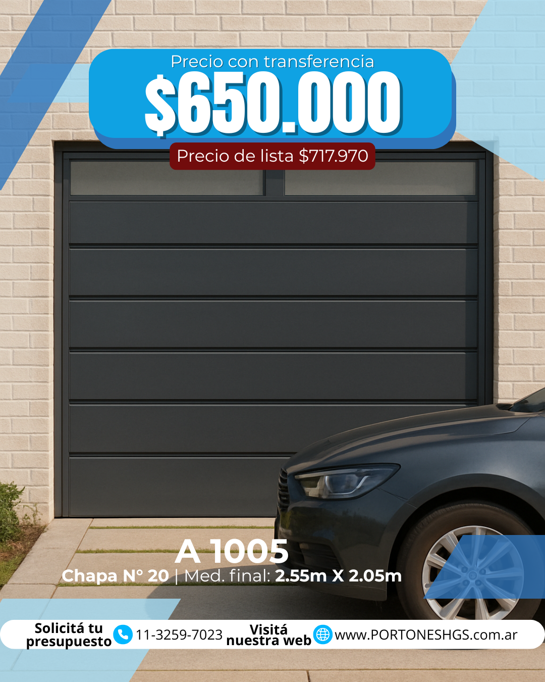 Portón levadizo manual con postigo