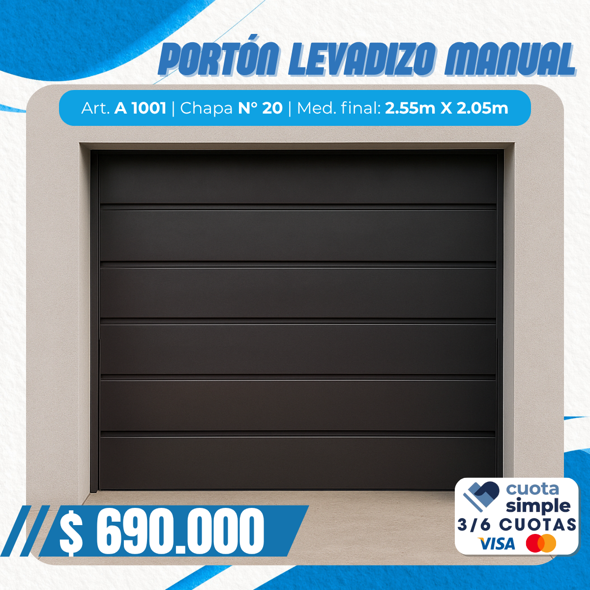 Haga clic para editar la imagen Portón levadizo manual ciego