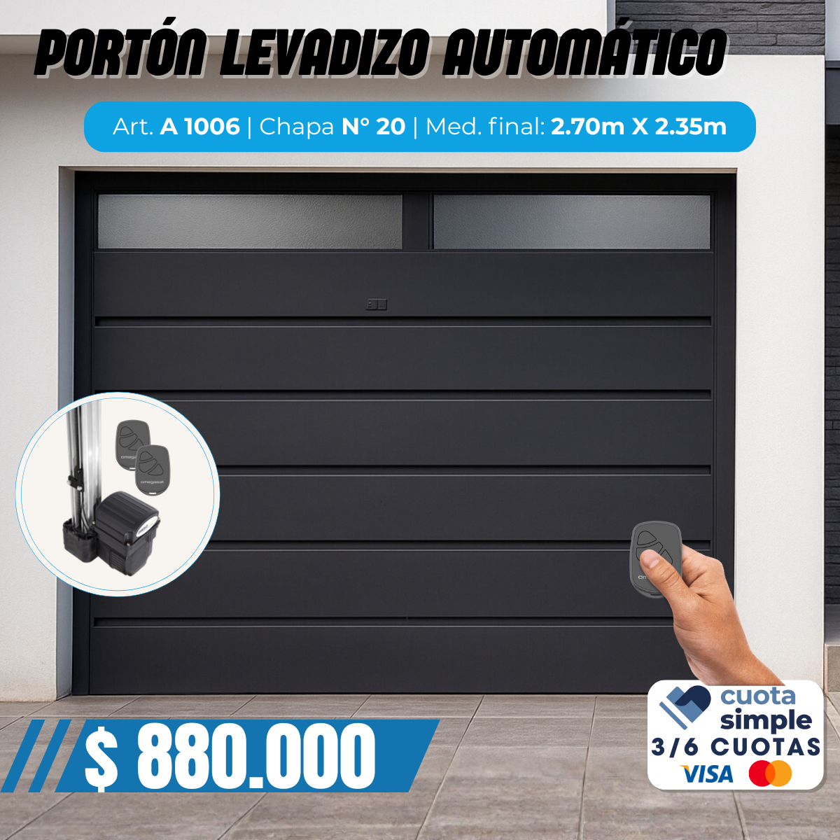 Portón Levadizo automático  postigo