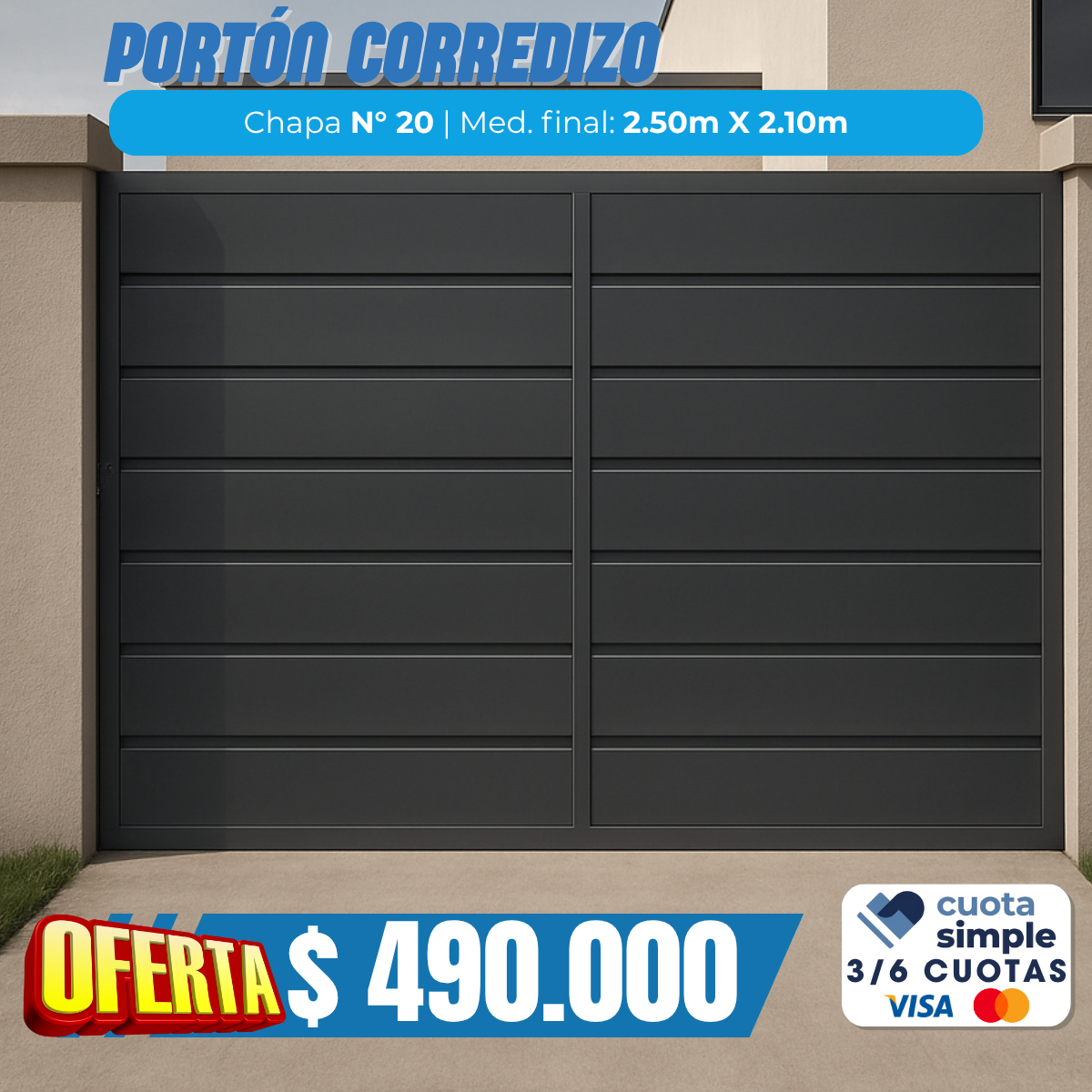 Portón corredizo ciego