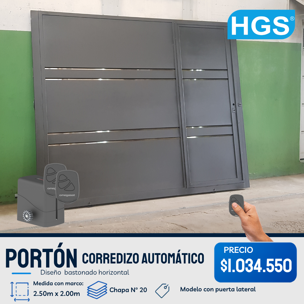 Porton corredizo con puerta automatico