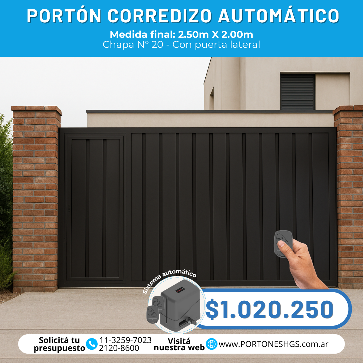 Portón corredizo con  motor y 2 controles.