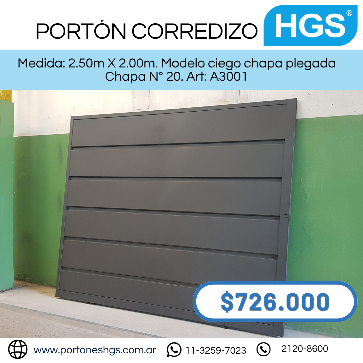 Portón corredizo ciego