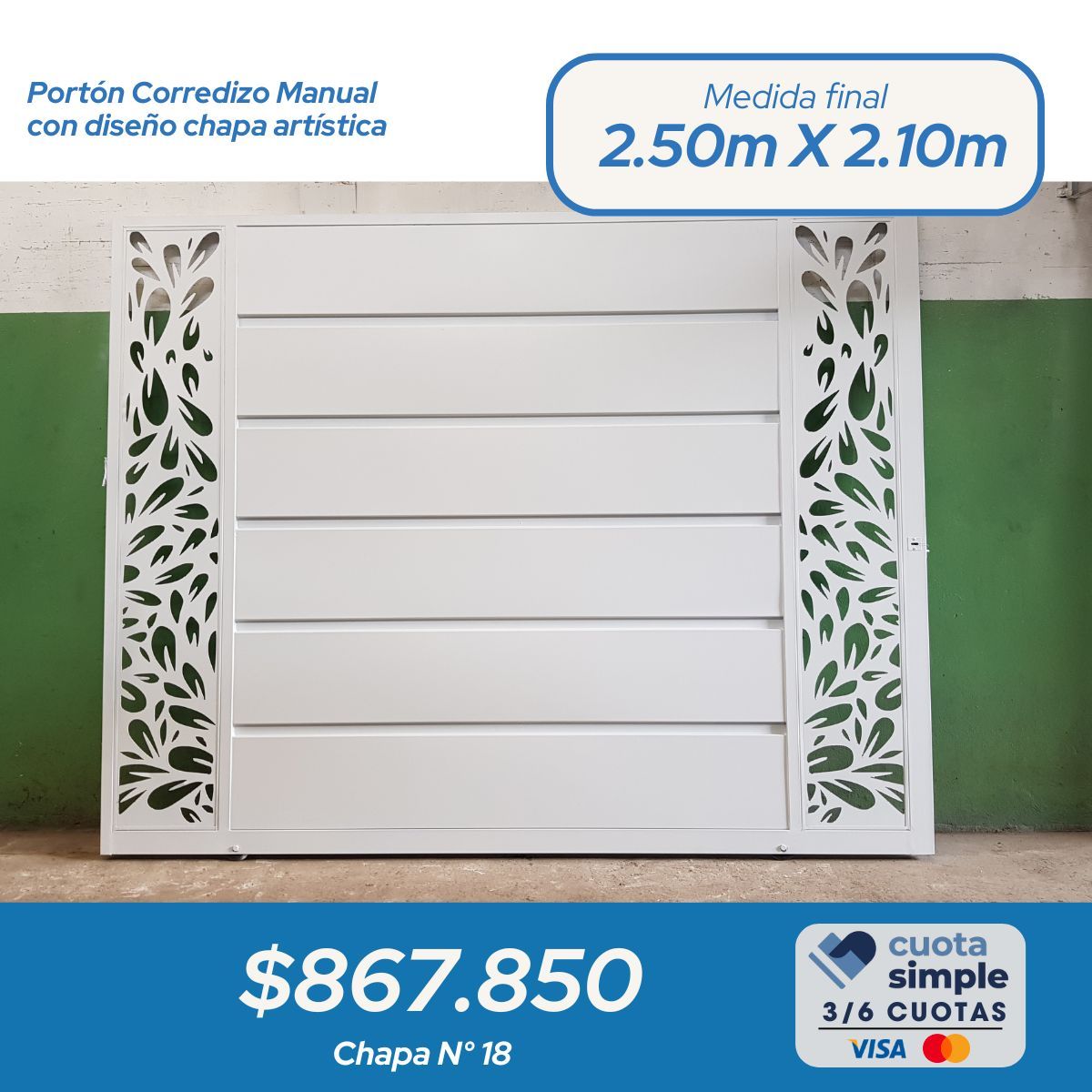 Combo porton corredizo manual chapa N° 18
