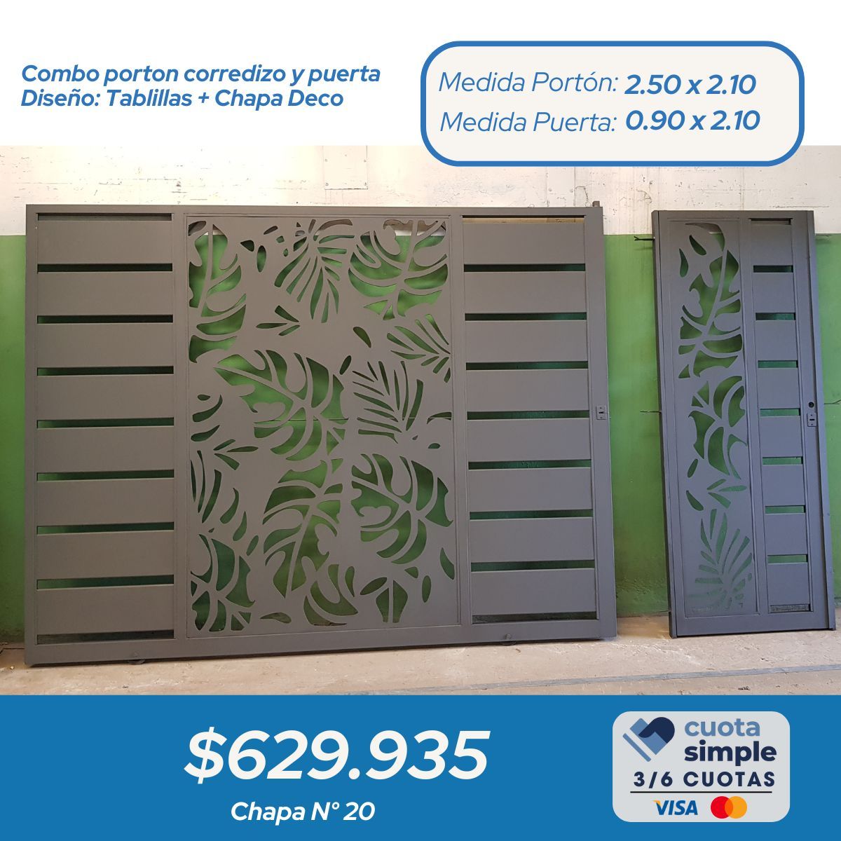 Porton corredizo tablillas y chapa deco automatico