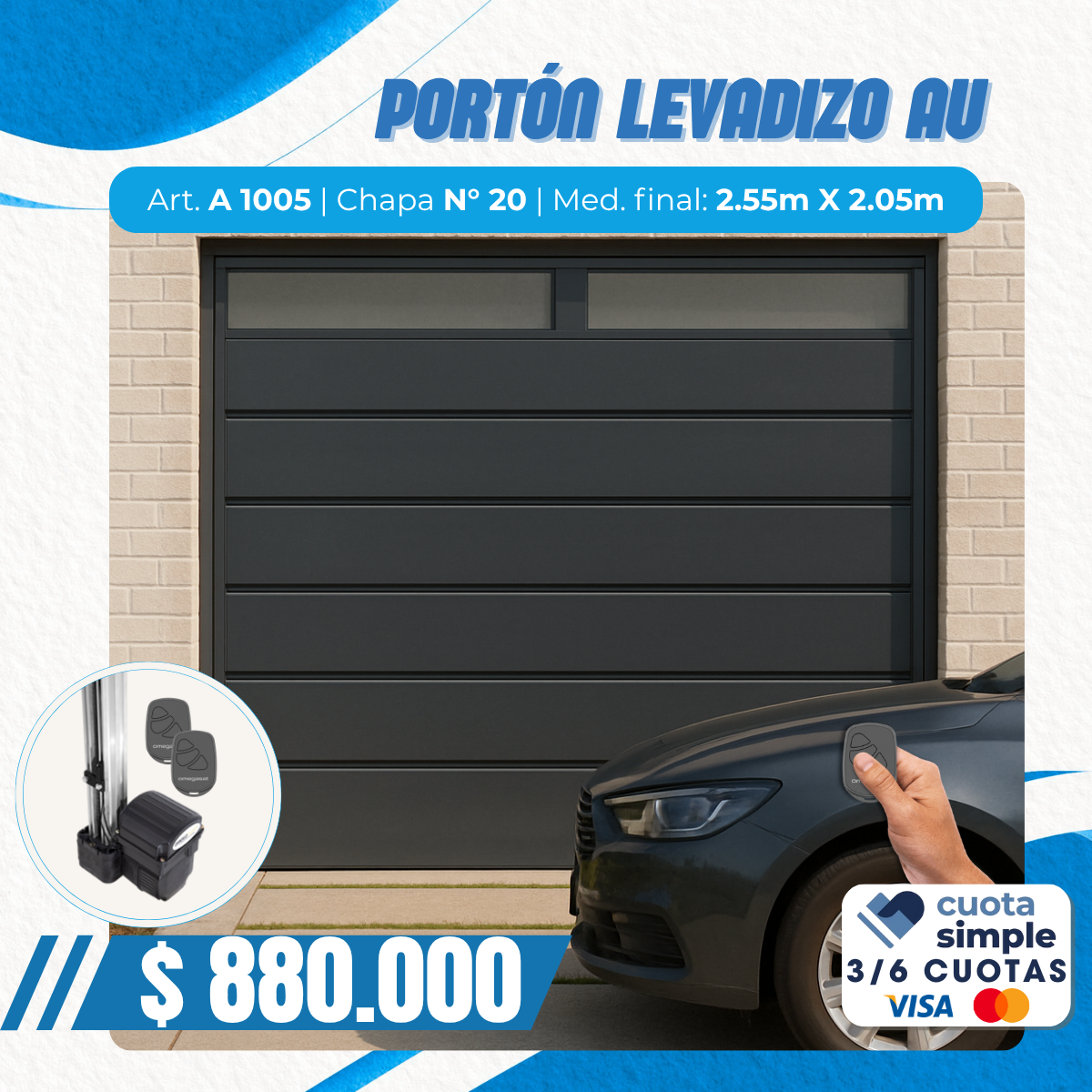 Haga clic para editar la imagen Portón Levadizo automático  postigo