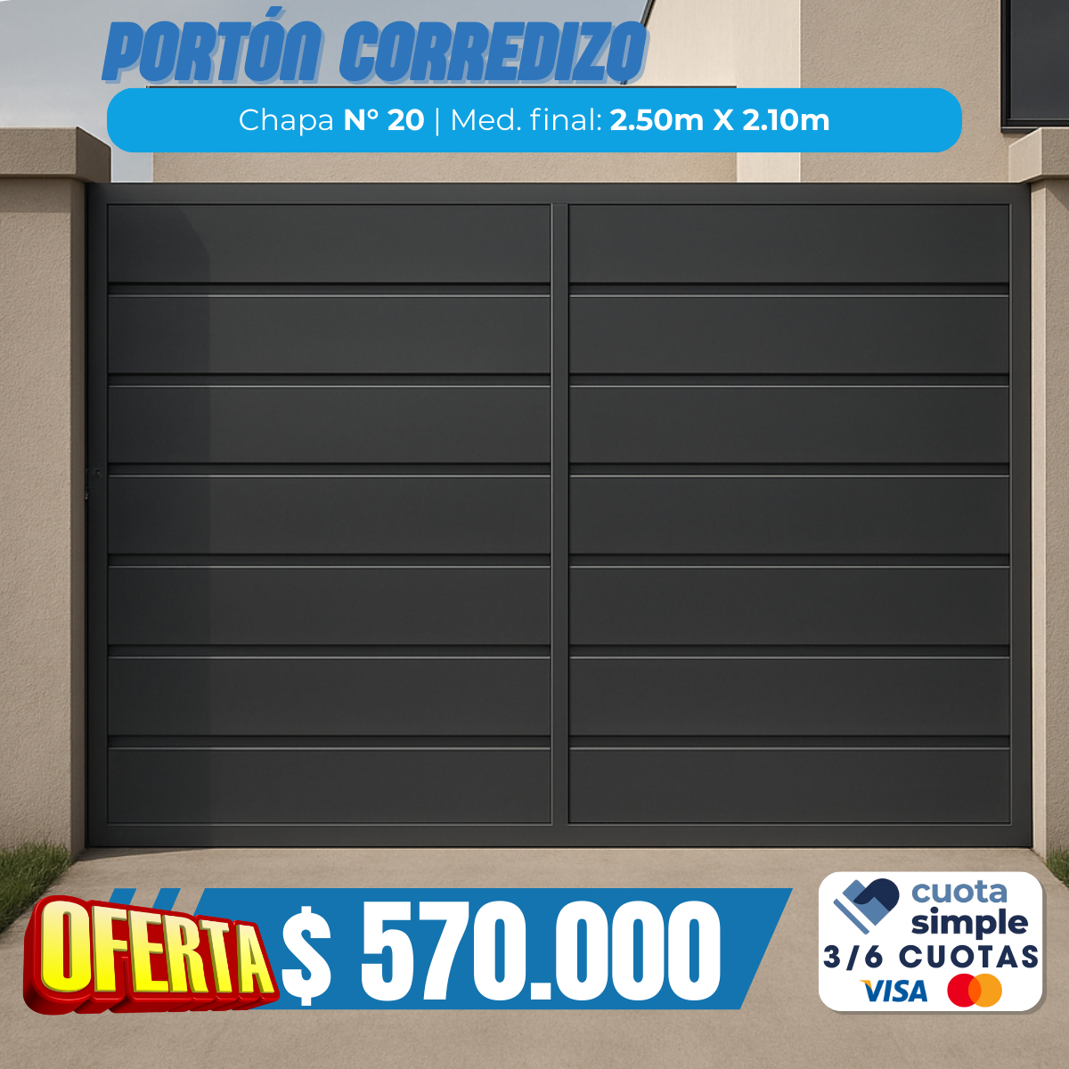 Portón corredizo ciego