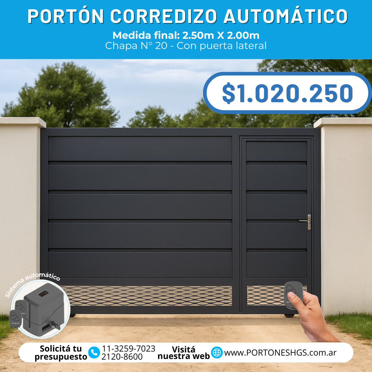 Porton corredizo con puerta de escape
