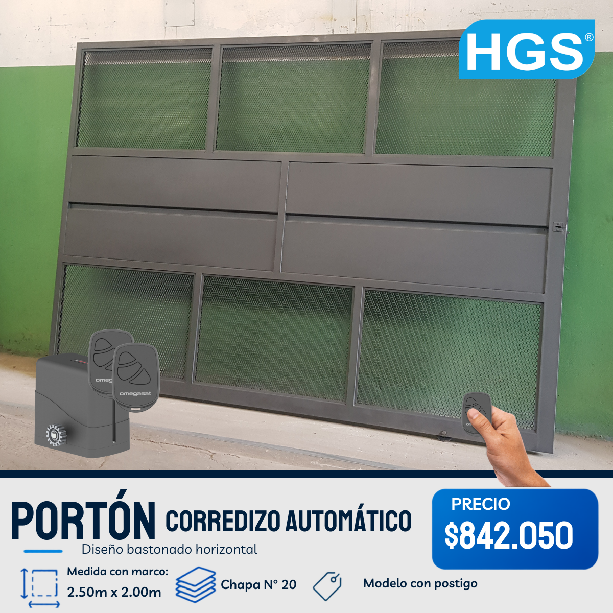 Porton corredizo con postigo automatico