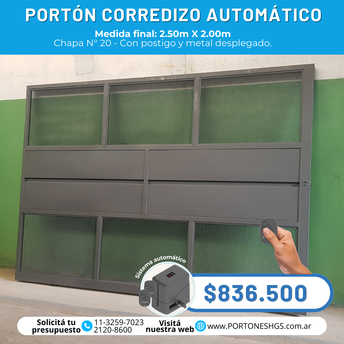 Porton corredizo automatico con postigo