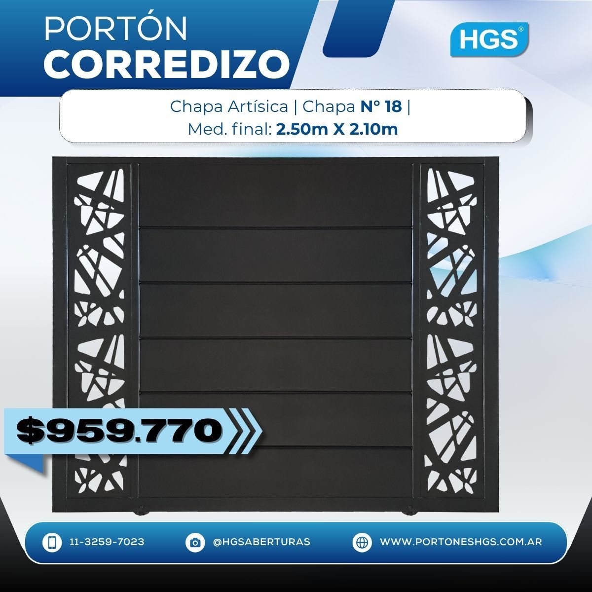 Porton corredizo tablillas y chapa deco automatico