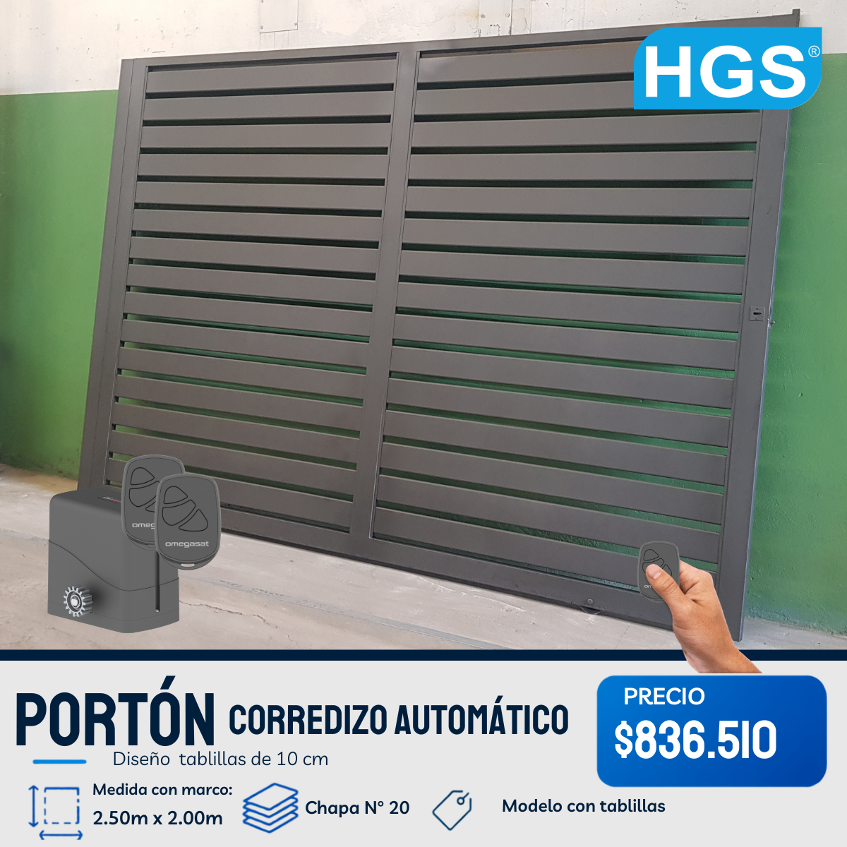 Porton corredizo automatico de tablillas