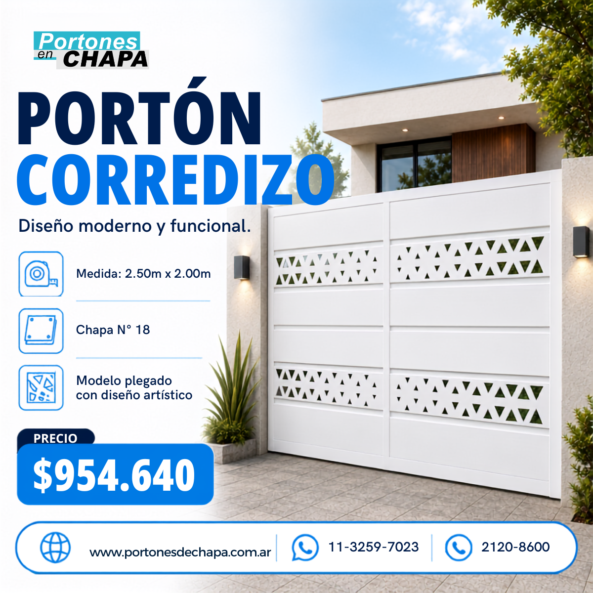 Porton corredizo chapa corte laser