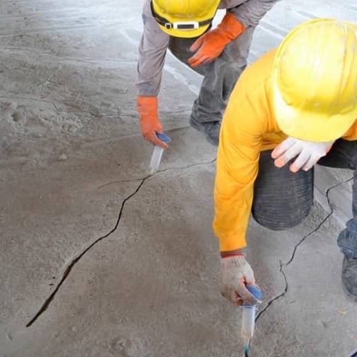 Reparación de grietas en piso de concreto mediante inyección especializada