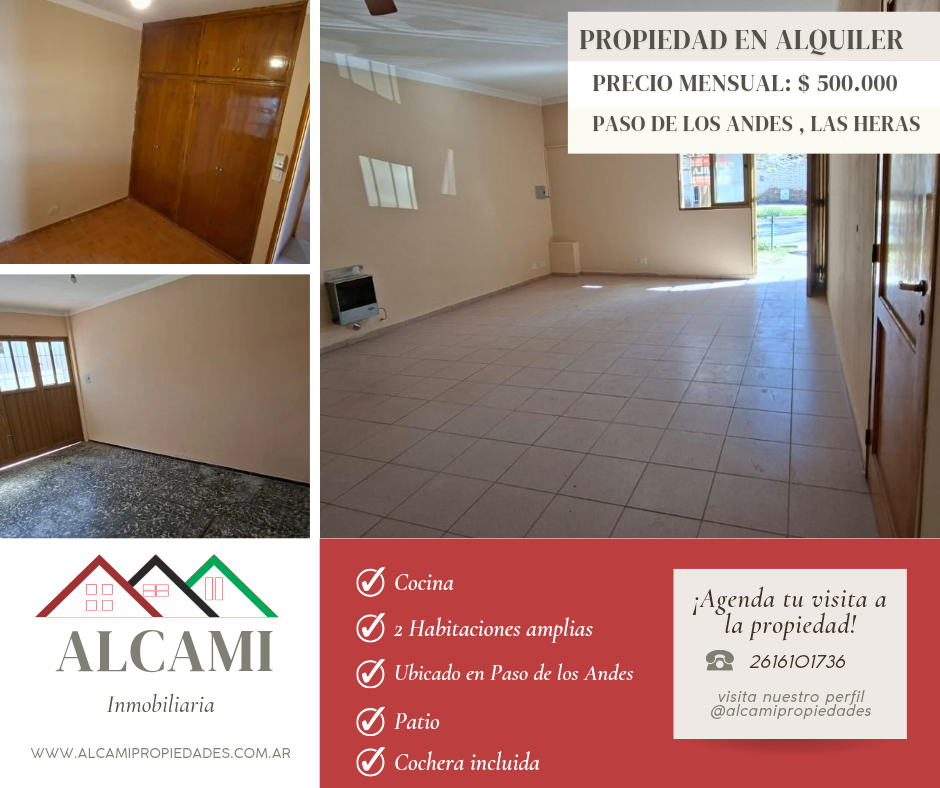Alquiler en paso de los andes 500.000